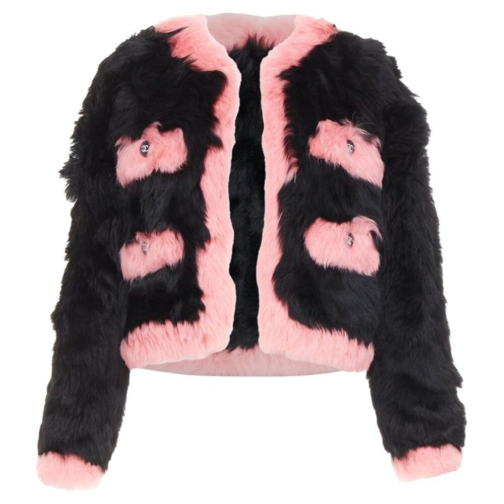 Chanel Shearling Fur Crystal Jacket